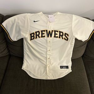 Nike Authentic Milwaukee Brewers Baseball MLB Cream Jersey Men’s Size: M